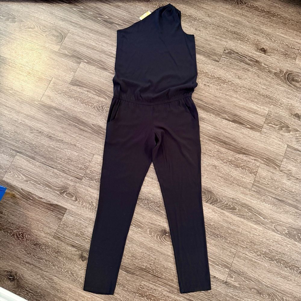 Ramy Brook Black One-Shoulder Jumpsuit with Tapered Legs